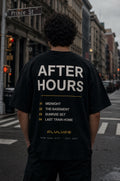 The After Hours Tee worn on a model — FLYLYFE NYC house music streetwear