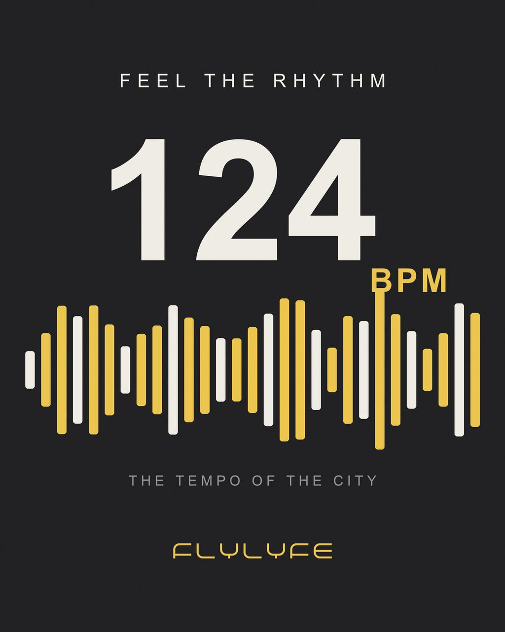 The Tempo Tee 124 BPM waveform back graphic