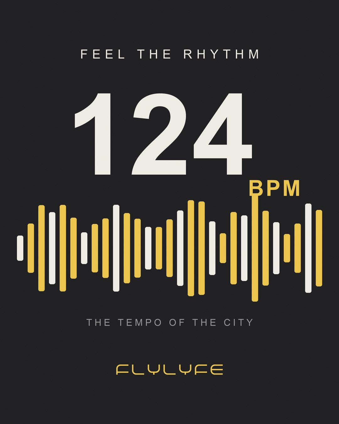 The Tempo Tee 124 BPM waveform back graphic